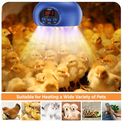 Chicken Coop Heater Lamps,200W-350W-500W Reptile Heating Lamp Upgraded with UVA UVB Ligh 3-6-9-12H Timer,Protable Greenhouse Heater for Outdoor Chicken Coop for Reptile Rabbits Dog Cats (5.2 Inch)