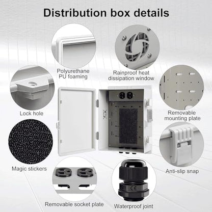 Namunanee Outdoor Electrical Junction Box, ABS Water Resistant Enclosure with Internal Mounting Panel & Hinged Cover (13" H* 9.2" L* 4.6" W & Outlet) - size: 13"H x 9.2"L x 4.6"W & Outlet