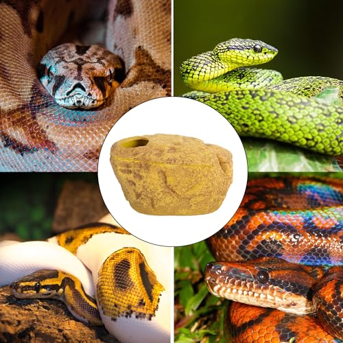 REPTI ZOO Snake Cave and Hides, 3-in-1 Reptile Hide Cave for Snake, Ball Python, Geckos (Large Size)