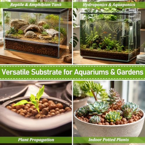 Riare 6LBS Expanded Clay Balls Terrarium Substrate for Reptiles - 100% Organic Lightweight Clay Pebbles Substrate Frogs False Bottom Substrate, Bioactive Terrarium Substrate for Drainage and Moisture - color: 6LB