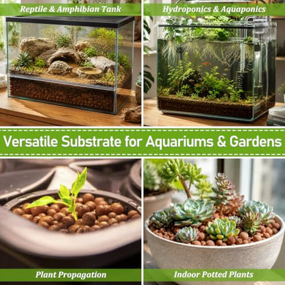 Riare 6LBS Expanded Clay Balls Terrarium Substrate for Reptiles - 100% Organic Lightweight Clay Pebbles Substrate Frogs False Bottom Substrate, Bioactive Terrarium Substrate for Drainage and Moisture - color: 6LB
