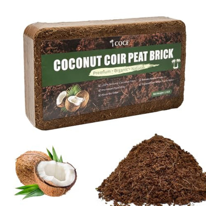 Coco Coir Brick - Low EC & pH Balanced, Compressed Organic Coconut Fiber Potting Mix for Indoor Outdoor Plants, Seed Starting, Hydroponics & Reptile Bedding（1.4lb） - size: 1Pcs