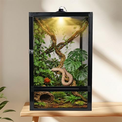 33 Gallon Reptile Enclosure 26"x17"x17" Mesh Chameleon Cage,Superior Ventilation Vertical Screen Tank for Chameleon,Crested Geckos,Leopard Geckos,Bearded Dragon,Lizards,Spider,Butterfly