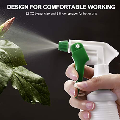 Plastic Spray Bottles 2 Pack, 32 Oz, Heavy Duty Sprayer, All-Purpose, Green | Chemical Resistant, Mist & Stream, Leak-Proof, Better Trigger, Measurements, for Cleaning Solutions, Planting, Car Detailing - color: Green