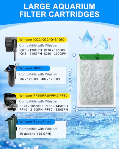 10 Pack 5-Layer Cartridges Compatible Tetra Whisper Large, PF20-60 | Upgraded Filter Cartridges for Turtle Tank & Aquariums, Compatible with Tetra Whisper 20i 40i IQ20 30 45 60 PF20 30 40 60 - size: Large, 10 Pack