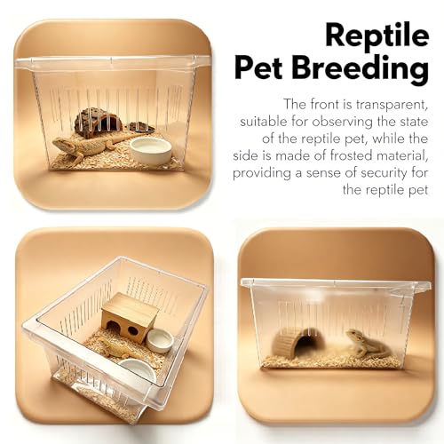 2-Tier Stackable Reptile Enclosure, Aluminum Frame Reptile Cage with Sliding Drawer Doors, Escape Proof Lock & Ventilation, Breeding Tank for Gecko Lizard Snake Juvenile Habitat, 13x15.5x18 Inches