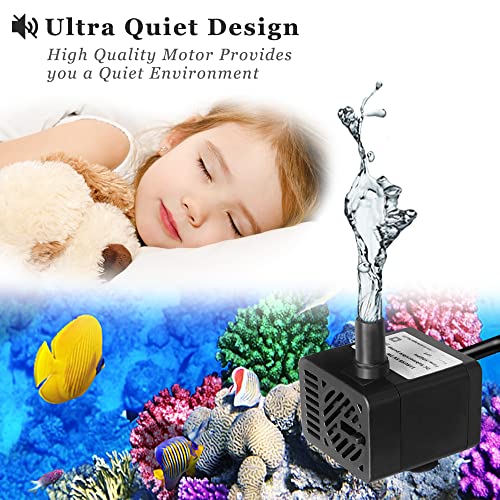 DC 5V USB Mini Submersible Water Pump with Tubing for Pet Fountain, Aquarium Fish Tank, Pond, Fountain, Hydroponics
