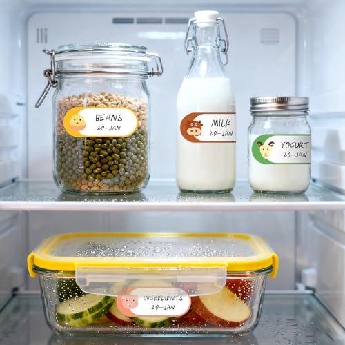 1 x 2.5 Inch Baby Bottle Labels, 22 Sheets, 528 PCS | Writable Animal Name Stickers, Resist Water , Freezer Conditions, Remove Cleanly from Reusable Bottles and Containers