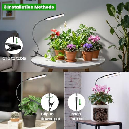Grow Light with Clip, Full Spectrum, Flexible Gooseneck, 2Pack | 6000K Rectangular Plant Light, Timer 6/12/16Hrs, 3 Spectrums, 5 Dimmable Levels, for Pot & Table, Small Plants - size: 2Pack
