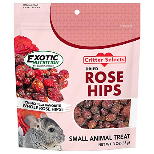 Exotic Nutrition Dried Rose HIPS (3 oz.) - Healthy Natural Treat - Chinchillas, Guinea Pigs, Rabbits, Prairie Dogs, Degus, Hamsters, Rats, Squirrels, Parrots, Chickens, Ducks & Other Small Pets - size: 3 Ounce (Pack of 1)