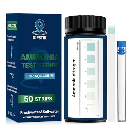 DIPSTIK Ammonia Test Strips for Fish Tank,Feshwater & Saltwater (50ct) | Ammonia Aquarium Water Test Kit - color: Ammonia