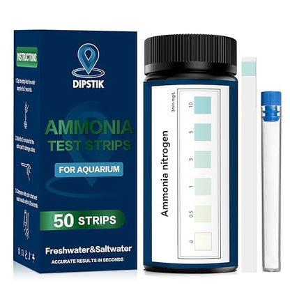 DIPSTIK Ammonia Test Strips for Fish Tank,Feshwater & Saltwater (50ct) | Ammonia Aquarium Water Test Kit - color: Ammonia