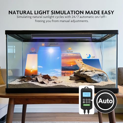 PAIZOO UVB Light for Reptiles, 2-in-1 LED Full Spectrum Reptile Light Kit | 2-Pack 16" UVB reptile light kit, 4 Preset Modes Cover Ferguson Zone Timer Reptile Lamp Great for Most Reptiles - size: PZUV-80B (2-Pack)