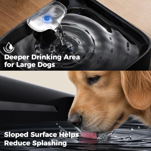 Pet Water Fountain for Large Dogs & Cats, 7L/1.84Gal, Quiet Automatic Pump | Large dog water bowl dispenser for multi-pet households,easy to clean,visible water level, no spill, recirculating system