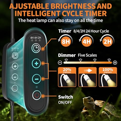 GOZILLA Reptile Heat Lamp, Turtle Lamp with 360° Goose Neck Rotatable Timing & Dimming Cycle Timer, 25W+50W UVA/UVB Reptile Light Bulbs for Reptiles and Amphibian Tanks, Terrariums and Cages.(White) - color: Goose Neck-White