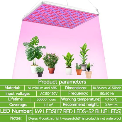 LED Grow Light, Grow Light for Indoor Plants Full Spectrum Plant Light for Seedling, Hydroponic, Greenhouse, Succulents, Flower