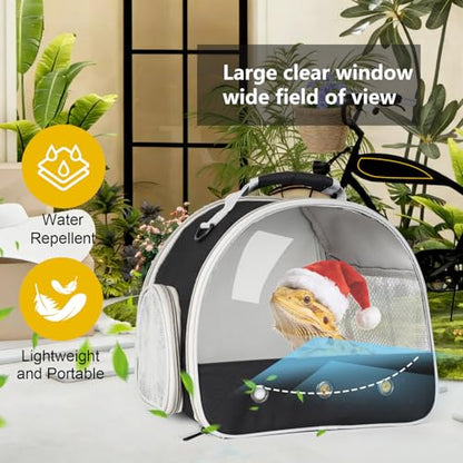 Bearded Dragon Travel Carrier,Lizards Carrier, Small Animal Travel Carrier for Sugar Glider Hedgehog Rat Parrot Bird Guinea Pig, Portable Guinea Pig Travel Bag for 2 - color: Black