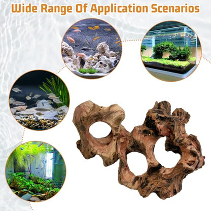 PINVNBY 2 PCS Betta Fish Hideout Natural Wood Aquarium Cave Driftwood Aquascaping Fish Tank Decorations for Shrimp Crayfish and Other Small Aquatic Pets