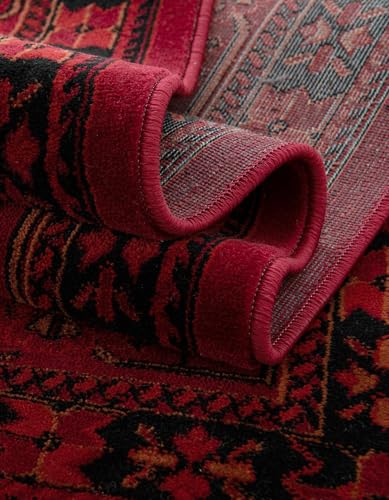 Unique Loom Tekke Collection Area Rug - Sheibani (4' 1" Round Red/Black) - size: 4'1" (Round)