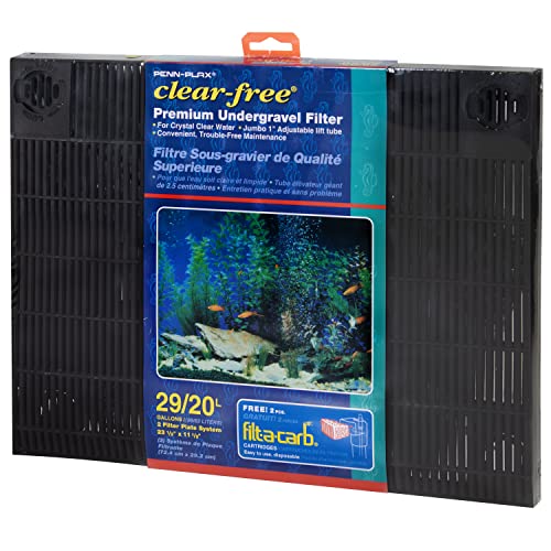Penn-Plax Undergravel Aquarium Filter for 20 (Long) - 29 Gallon Tanks – Two 14” x 11.1” Plates – Under Gravel System for Clear, Clean Water – Safe for Freshwater and Saltwater Tanks - size: 20 - 29 Gallons