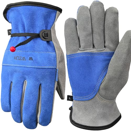 WZQH Leather Work Gloves for Men or Women.Gardening,Welding,Blue-Grey S | Glove for Tig, Mig, Construction, Chainsaw, Farm, Ranch, etc. Cowhide, Soft Lining, Utility, Firm Grip, Durable.Small - color: Blue - Grey, size: Small (Pack of 1)
