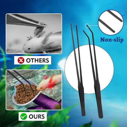 4 Pcs Axolotl Tank Accessories, Hammock with Feeder Bowl Feeding Tongs Tweezers, Aquarium Accessories for Tank, Tank Starter Kit for Axolotl Aquarium