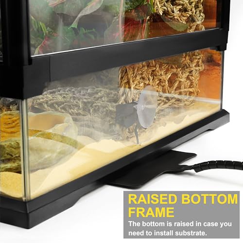 24"x18"x18" Reptile Terrarium, Modular Aluminum-Frame Glass Vivarium for Small Tropical Lizards Such as Juvenile Iguanas, with Lock, Cable Port, Waterproof Deep Base & Adjustable Vents