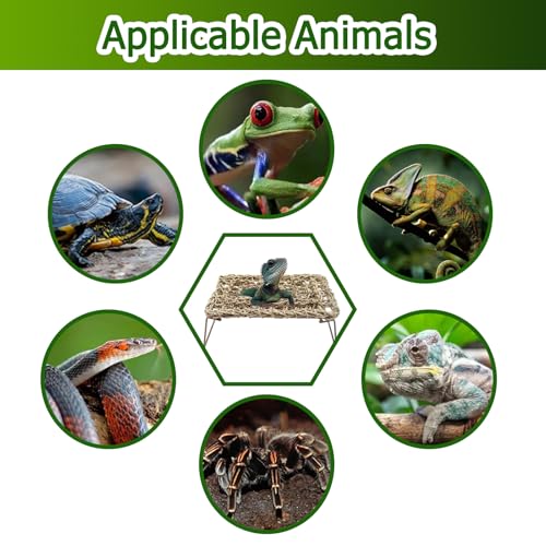 QWR Bearded Dragon Tank Accessories, Reptile Hammock Basking Platform - Jungle Climbing Vines and Leaves Bed Habitat Décor for Snake Gecko Lizard Chameleon Hiding& Climbing.