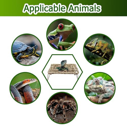 QWR Bearded Dragon Tank Accessories, Reptile Hammock Basking Platform - Jungle Climbing Vines and Leaves Bed Habitat Décor for Snake Gecko Lizard Chameleon Hiding& Climbing.