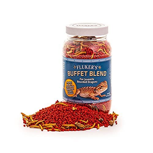 Fluker's Buffet Blend Juvenile Bearded Dragon Diet, Mealworms, Crickets and Pellets, 4.4 oz - size: 4.4 Ounce (Pack of 1)