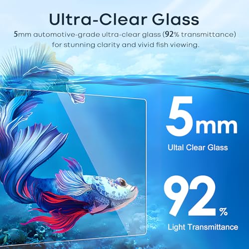 3 Gallon Small Fish Tank Glass Aquarium Set, Starter Kit with Heater Water Pump Cleaning Filter Bright Light Rocks Gravel Cleaning Tool, Leak-Proof Clear Rimless Desktop Spaces Saving Betta Fish - size: 3 Gallon