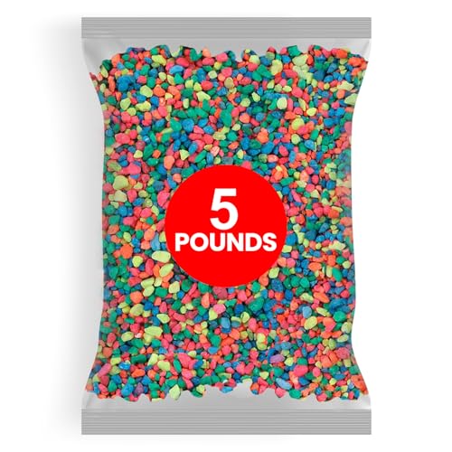 Hygloss Products Craft Rocks, Mini Stones for Art Projects - Bag O' Gravel, Neon Rainbow, 5 lb - color: Neon Rainbow Mix, size: 5 lb, style: Gravel