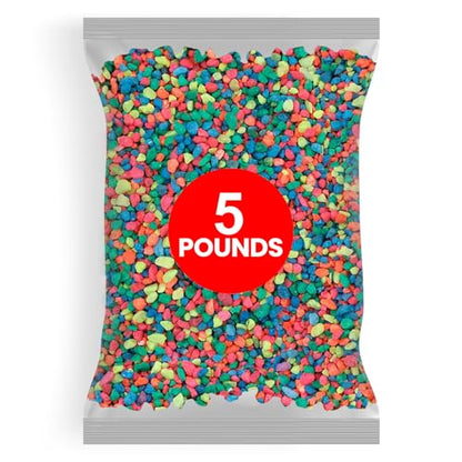 Hygloss Products Craft Rocks, Mini Stones for Art Projects - Bag O' Gravel, Neon Rainbow, 5 lb - color: Neon Rainbow Mix, size: 5 lb, style: Gravel