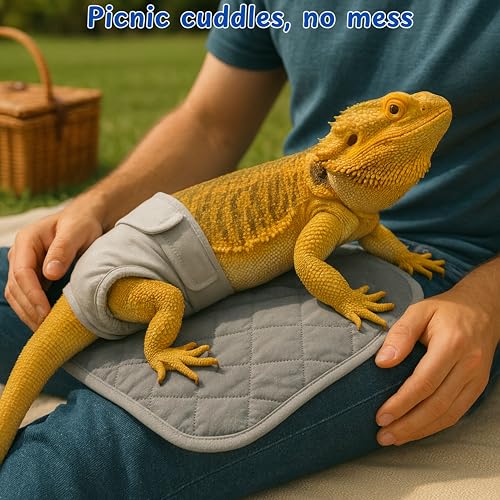 Bearded Dragon Diapers Bedding Mat Accessories, Adjustable Diaper, 2pcs Cleaning Mat for Picnic Travel, Bearded Dragon Diapers Accessories Reusable Pad, Reptile Carrier Essentials (2 Reusable Pad) - color: 2 Reusable Pad