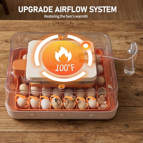 56 Egg Incubator with Temperature & Humidity Control | Automatic Egg Turning, Egg Candler, Automatic Water Filling, Day Counter