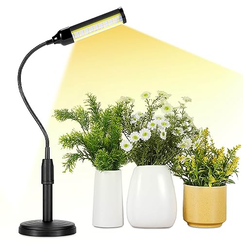 Grow Lights for Indoor Plants Desk LED Grow Light with Base Full Spectrum 50 LEDs Warm White for Indoor Plant Growing Lamp, Adjustable Gooseneck, Suitable Plants Growth (Without USB Plug)