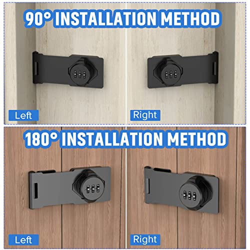 Household Cabinet Password Hasp Locks, Cabinet Locks with Combination, Door Security Slide Latch for Small Barn Doors, Bathroom, Outdoor, Garden (2 Pack Black) | Household Door Security Slide Latch for Small Bathroom, Outdoor, shed, Bedroom, Closet, Barn