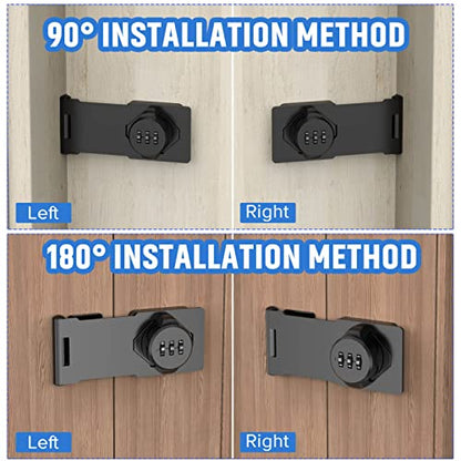 Household Cabinet Password Hasp Locks, Cabinet Locks with Combination, Door Security Slide Latch for Small Barn Doors, Bathroom, Outdoor, Garden (2 Pack Black) | Household Door Security Slide Latch for Small Bathroom, Outdoor, shed, Bedroom, Closet, Barn