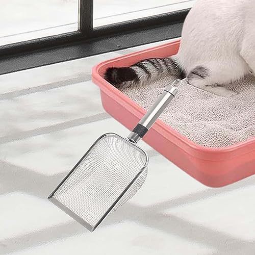 Gralara Reptile Sand Stainless Steel Fine Mesh Reptile Substrate Metal Sand Scoop, Terrarium Substrate Litter Cleaner Corner Scoop, Steel Handle 2.9mm