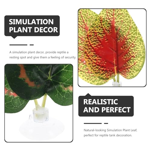 UPKOCH 5pcs Artificial Reptile Plant Decor Leaves Set for Terrarium Habitat, Realistic Faux Leaf Litter Including Perilla, Peony, Maple, for Reptiles and Amphibians