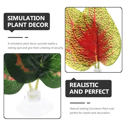 UPKOCH 5pcs Artificial Reptile Plant Decor Leaves Set for Terrarium Habitat, Realistic Faux Leaf Litter Including Perilla, Peony, Maple, for Reptiles and Amphibians