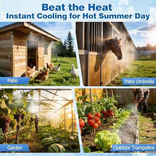 20 Pack Brass Misting Nozzles with 10 Pack Brass End Plugs, 0.02"/0.4mm Orifice 10/24 UNC Thread Replacement Misting Heads for Outdoor Cooling System, Ideal for Patio, Horse Barn, Dust Control