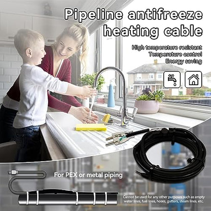 Pipe Heating Cable Thermostat 100-120V Anti-Freeze Kit 11.8ft | Self-regulating, energy-saving, plug-in design, for outdoor water pipes, easy installation, durable - style: 11.8ft