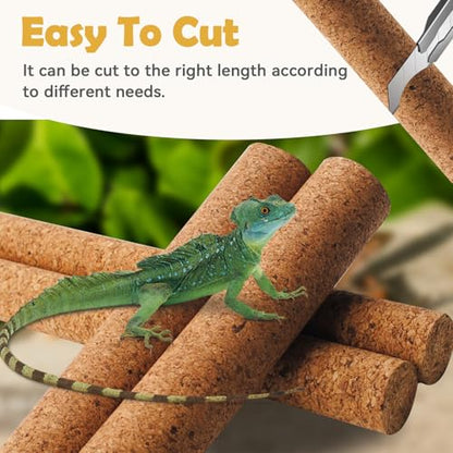Reptiles Use Cork Branches Climb Branches,Natural Climbing Pet Cork Stick Natural Tree Frog Cork Wood Stick Branch for Reptiles Climbing Branches Frogs, Snakes, Lizards, Bearded Dragons - size: 11.81"D x 1.65"W x 1.65"H