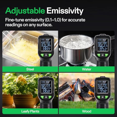 VIVOSUN VPD Thermometer, Handheld Environmental Monitor for Plants | Precision Infrared Laser Thermometer Gun with Adjustable Emissivity, Leaf VPD and Temperature Monitoring for Grow Tents, HVAC
