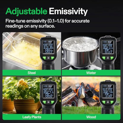 VIVOSUN VPD Thermometer, Handheld Environmental Monitor for Plants | Precision Infrared Laser Thermometer Gun with Adjustable Emissivity, Leaf VPD and Temperature Monitoring for Grow Tents, HVAC
