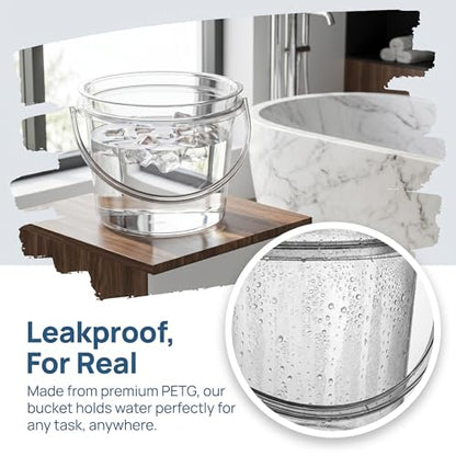 Water Bucket with Lid Laundry Bucket Transparent Portable Multipurpose Fishing Bucket Bathing Household Bucket for Fishing Beach Garden