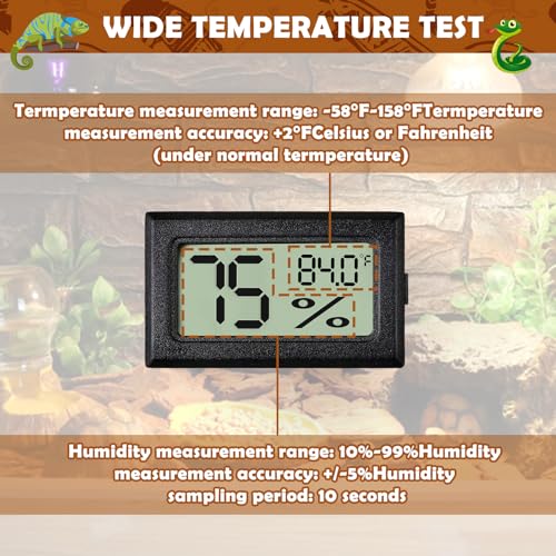 Reptile Thermometer and Humidity Gauge,2PCS Digital Hygrometer Adhesive Reptile Terrarium Hydrometer,Bearded Dragon Tank Accessories,Pet Humidity Meter Supplies for Leopard Crested Gecko,Snake,Lizard - size: 2PCS Rectangular
