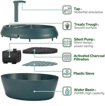 pet Water Reptile Drinking Fountain Water Dripper Suitable for Snake Gecko Lizard-Chameleon Bearded Dragon Water Dish Bowl Amphibians Insects Gecko Lizard Turtle Frog Water and Food with Water Pump