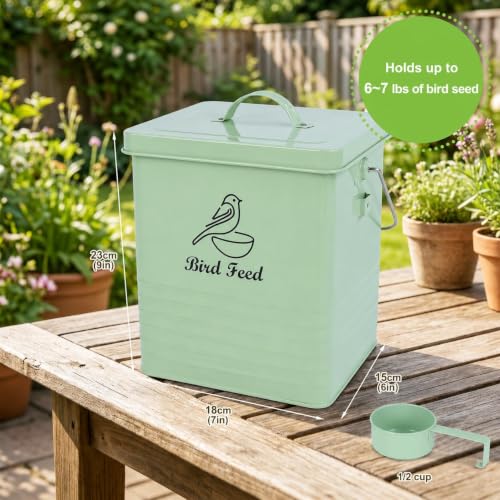 Bird Seed Storage Container Airtight,7LB Bird Food Container with Scoop/Handle,Portable Bird Seed Containers Storage For Outdoor or Indoor
